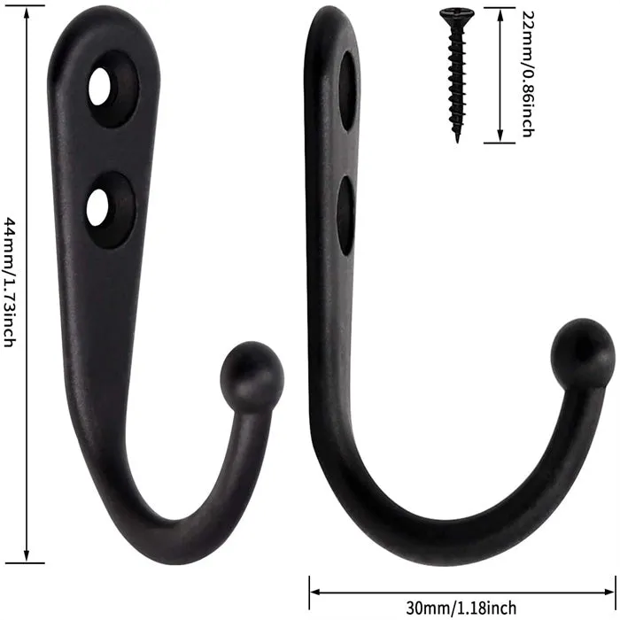 10Pcs Black Small Wall Hooks