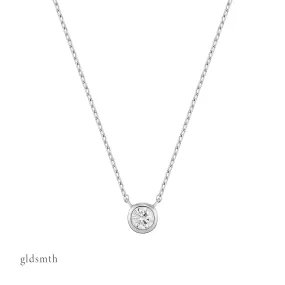 14k White Gold Diamond Bezel Necklace