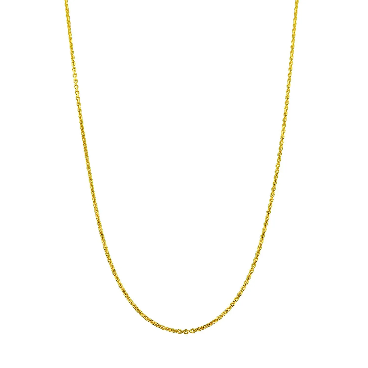 14kt Yellow Gold Plated Sterling Silver 1.3mm Cable Chain Necklace Nickel-Free, 15-24 Inch