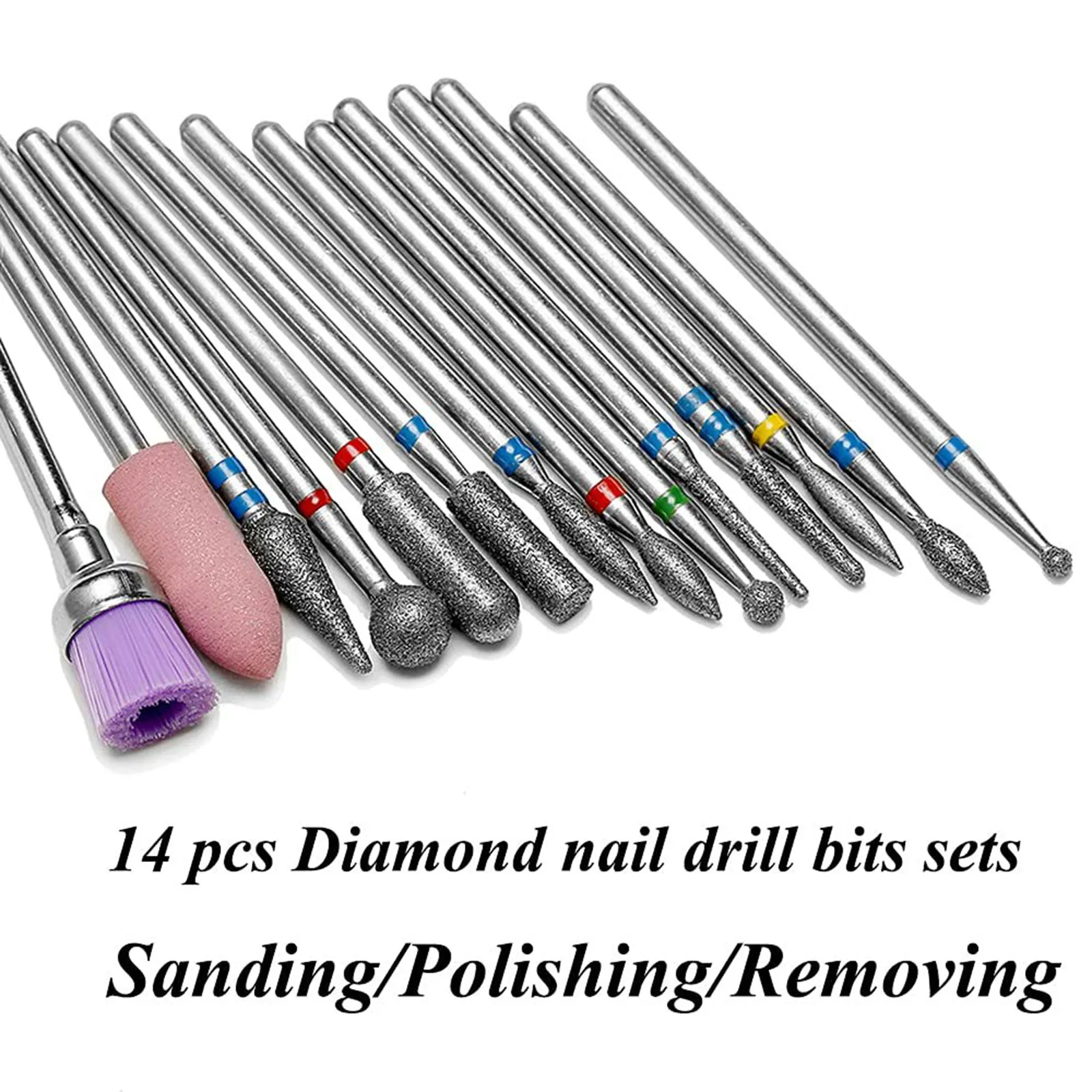 14pcs Diamond Nail Drill Bits Set