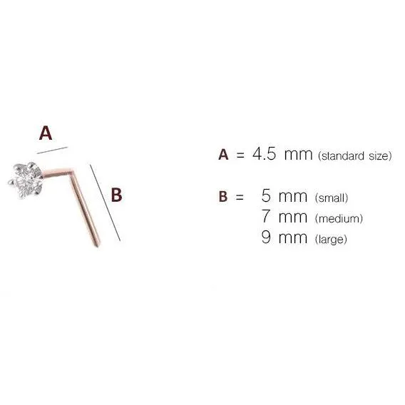 18ct Gold Diamond L Shaped Back Nose Stud (0.01ct - 0.10ct)