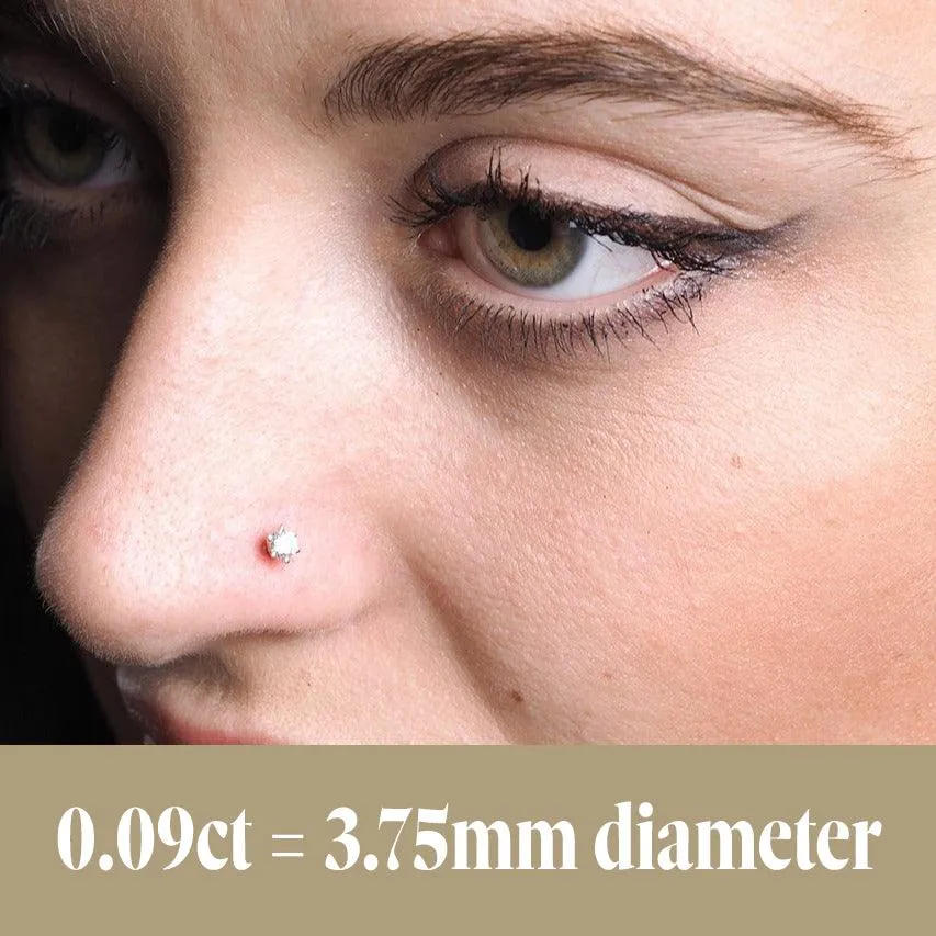 18ct Gold Diamond L Shaped Back Nose Stud (0.01ct - 0.10ct)