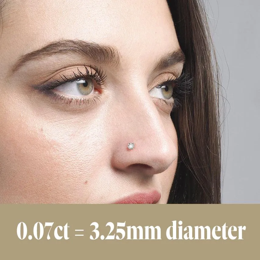 18ct Gold Diamond L Shaped Back Nose Stud (0.01ct - 0.10ct)