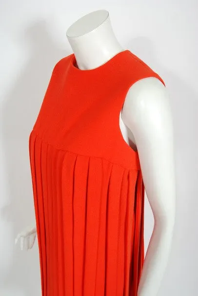 1967 Pierre Cardin Documented Orange Wool Space-Age Mod Carwash Dress