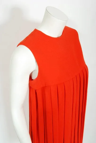 1967 Pierre Cardin Documented Orange Wool Space-Age Mod Carwash Dress