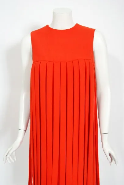 1967 Pierre Cardin Documented Orange Wool Space-Age Mod Carwash Dress