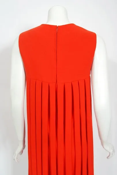 1967 Pierre Cardin Documented Orange Wool Space-Age Mod Carwash Dress