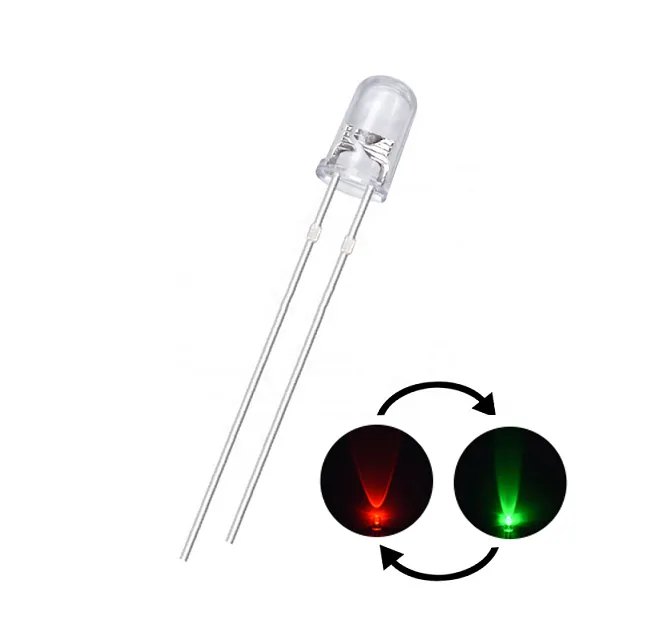 2-Pin DIP Bicolor/Tricolor LED Round-Top (Auto Flashing)