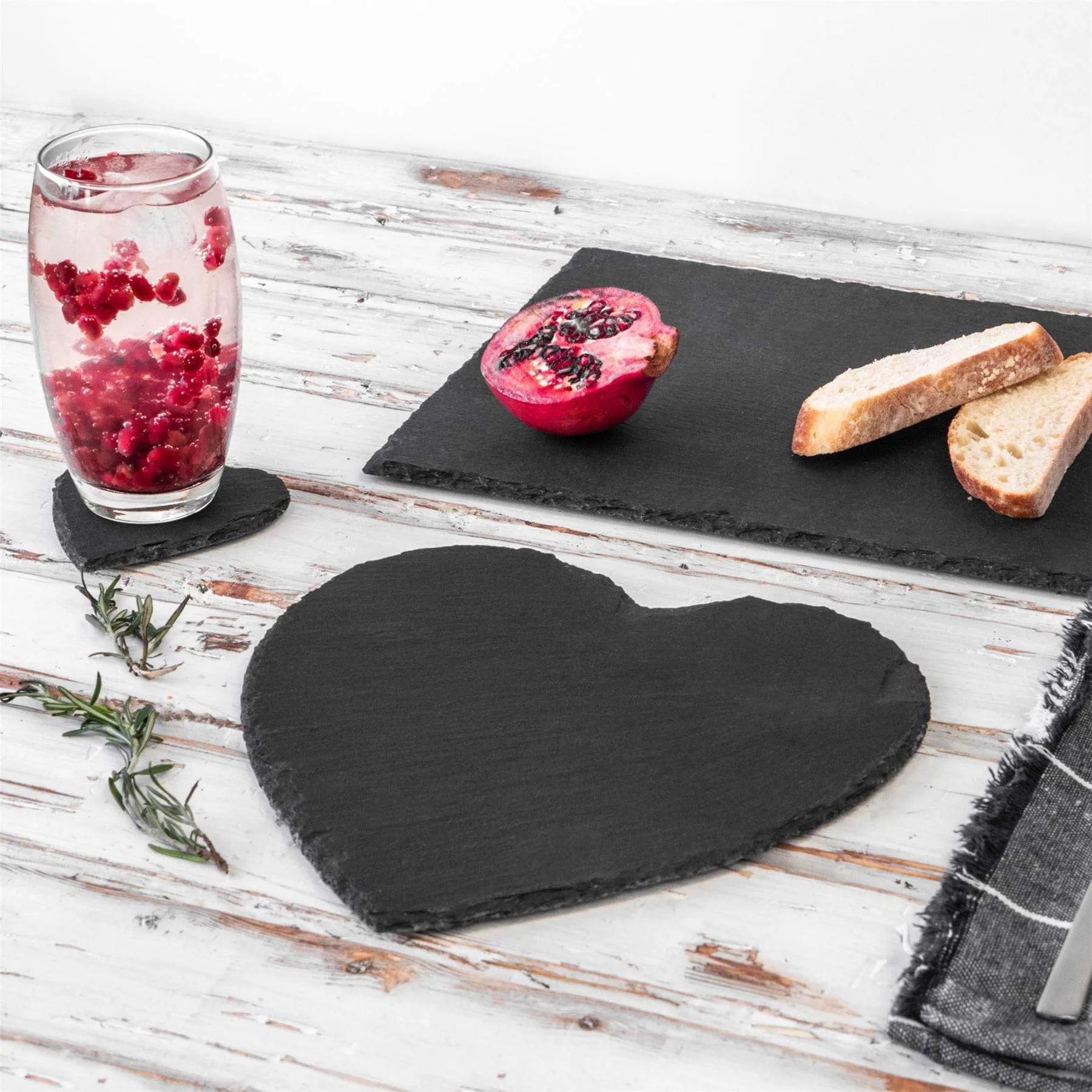 25cm Heart Slate Placemats - Pack of Six - By Argon Tableware