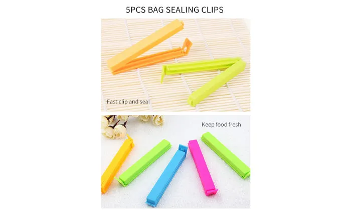 5 Piece Food Sealing Clips Bag