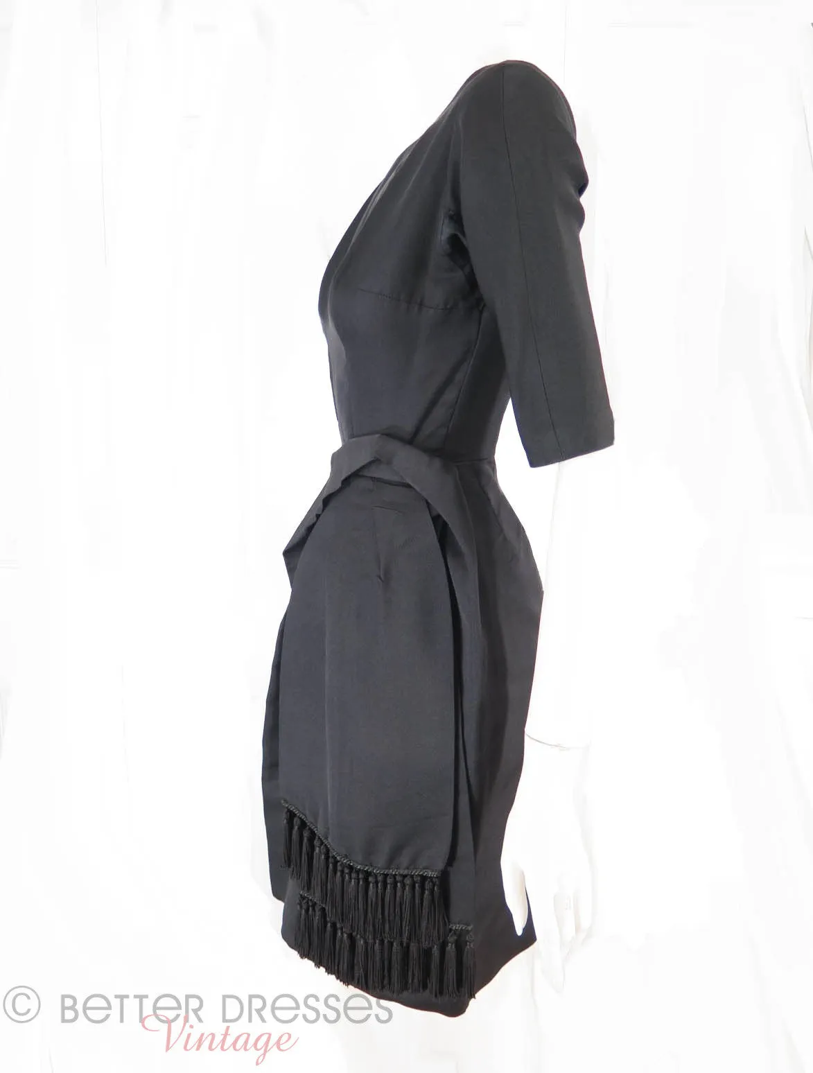 50s Black Cocktail Dress - xs, sm