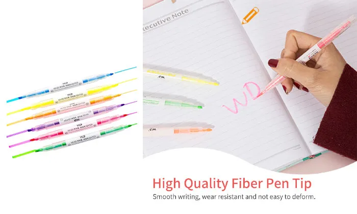 6 Colours Highlighter Pens Dual Tips