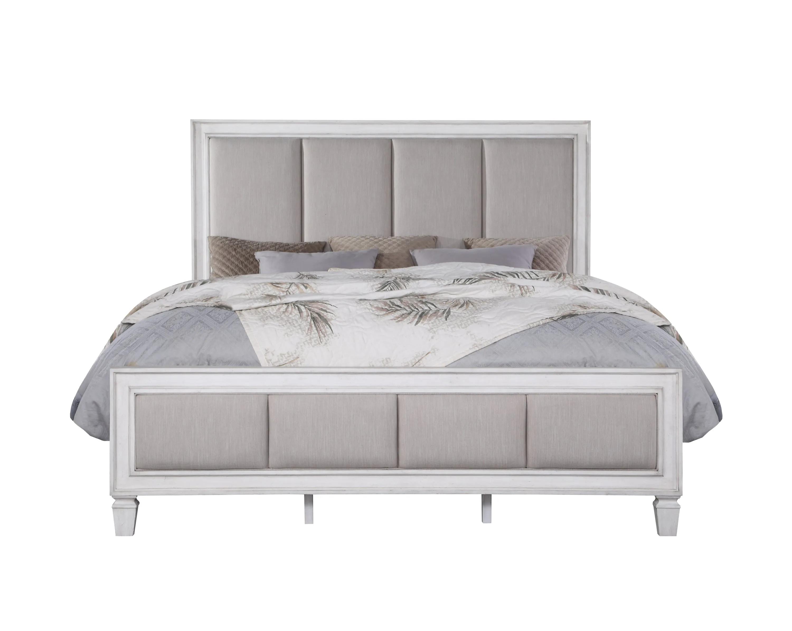 ACME Katia QUEEN BED Light Gray Linen, Rustic Gray & Weathered White Finish BD00660Q