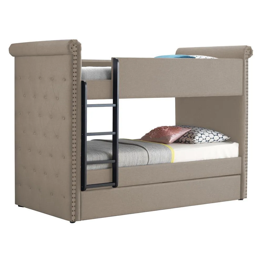 ACME Romana II Bunk Bed & Trundle (Twin/Twin), Beige Fabric (1Set/3Ctn) 37850