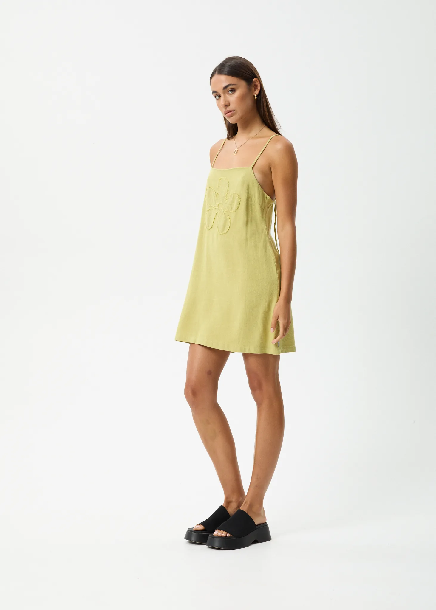 AFENDS Womens Amaya - Mini Dress - Lemongrass