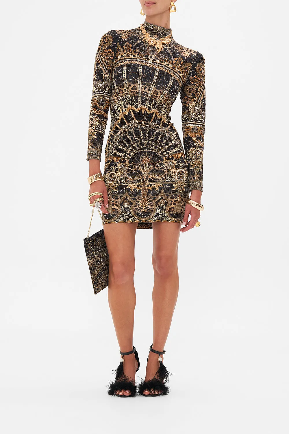 ALL OVER HOTFIX KNIT MINI DRESS MASKED AT MOONLIGHT