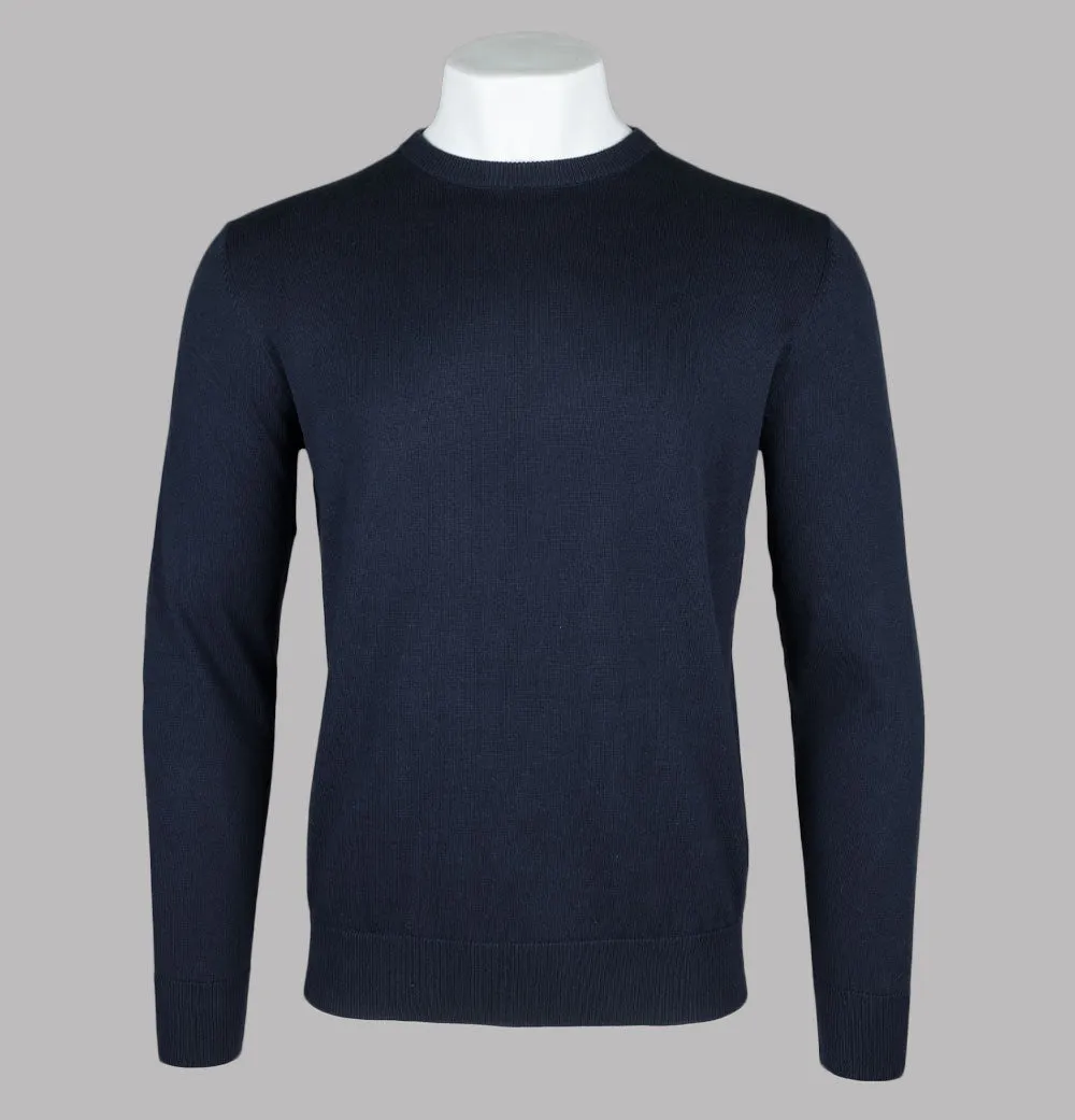 Aquascutum Check Sleeves Patch Knit Sweater Navy