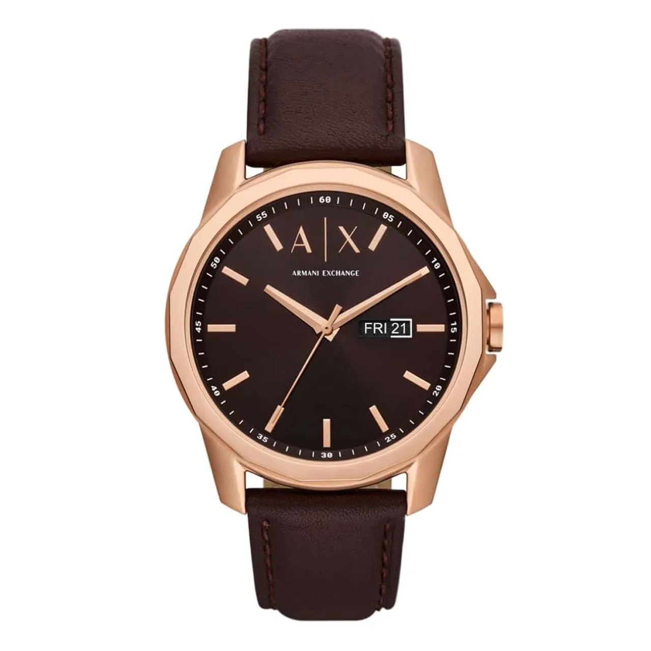 Armani Exchange Brown Dial Leather Strap Men's Watch | AX1740