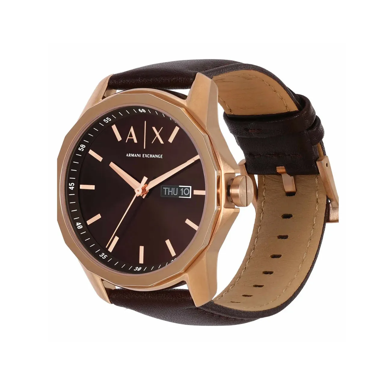 Armani Exchange Brown Dial Leather Strap Men's Watch | AX1740