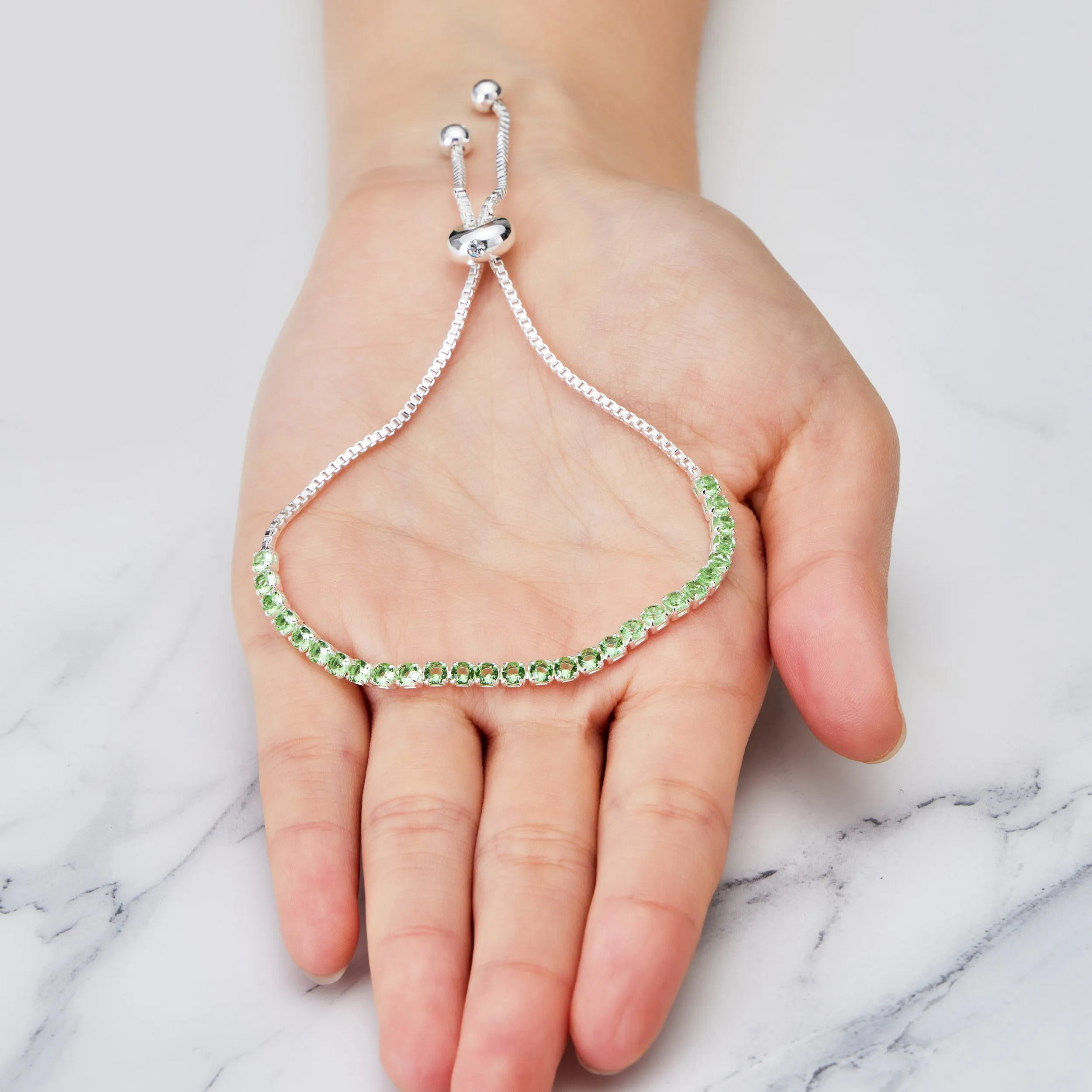 August Birthstone Friendship Bracelet with Peridot Zircondia® Crystals