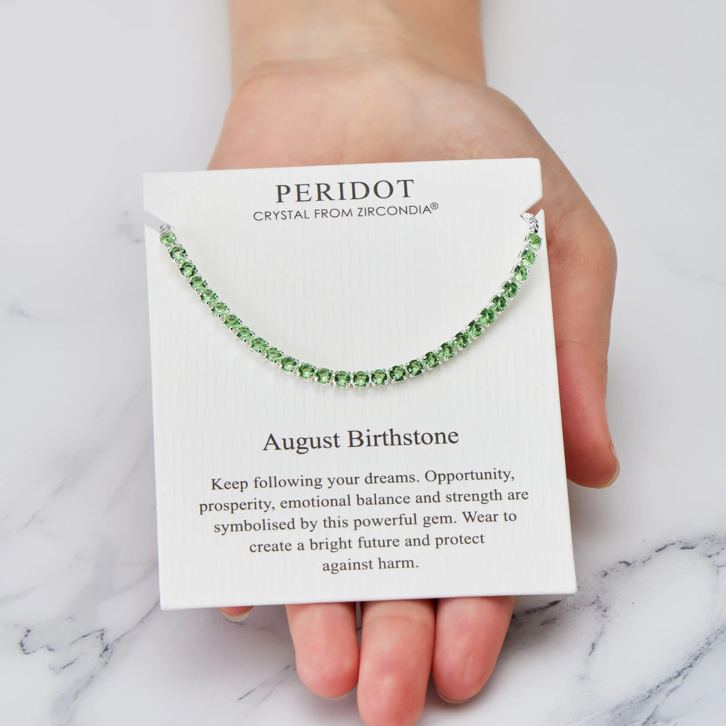 August Birthstone Friendship Bracelet with Peridot Zircondia® Crystals