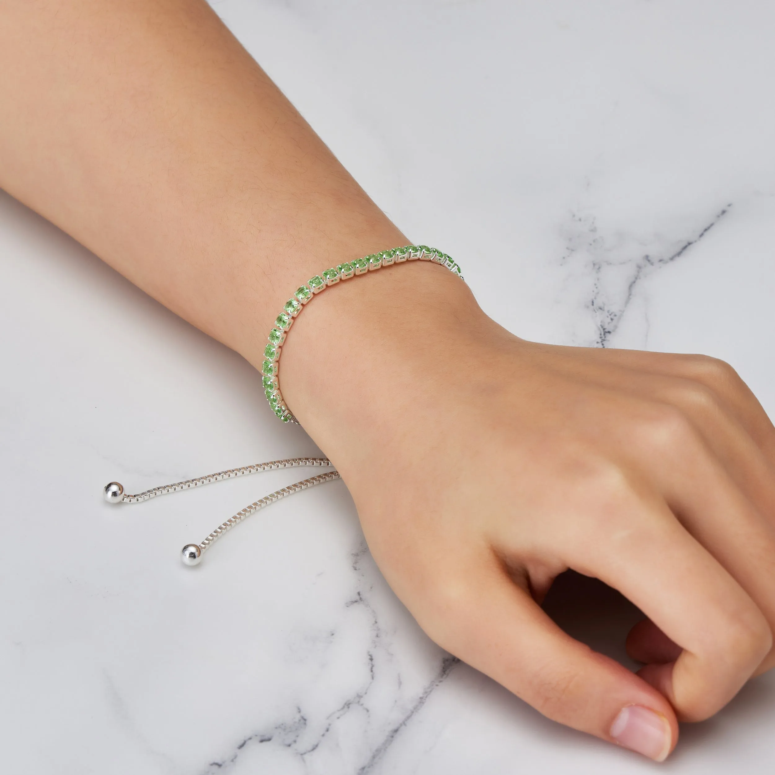 August Birthstone Friendship Bracelet with Peridot Zircondia® Crystals