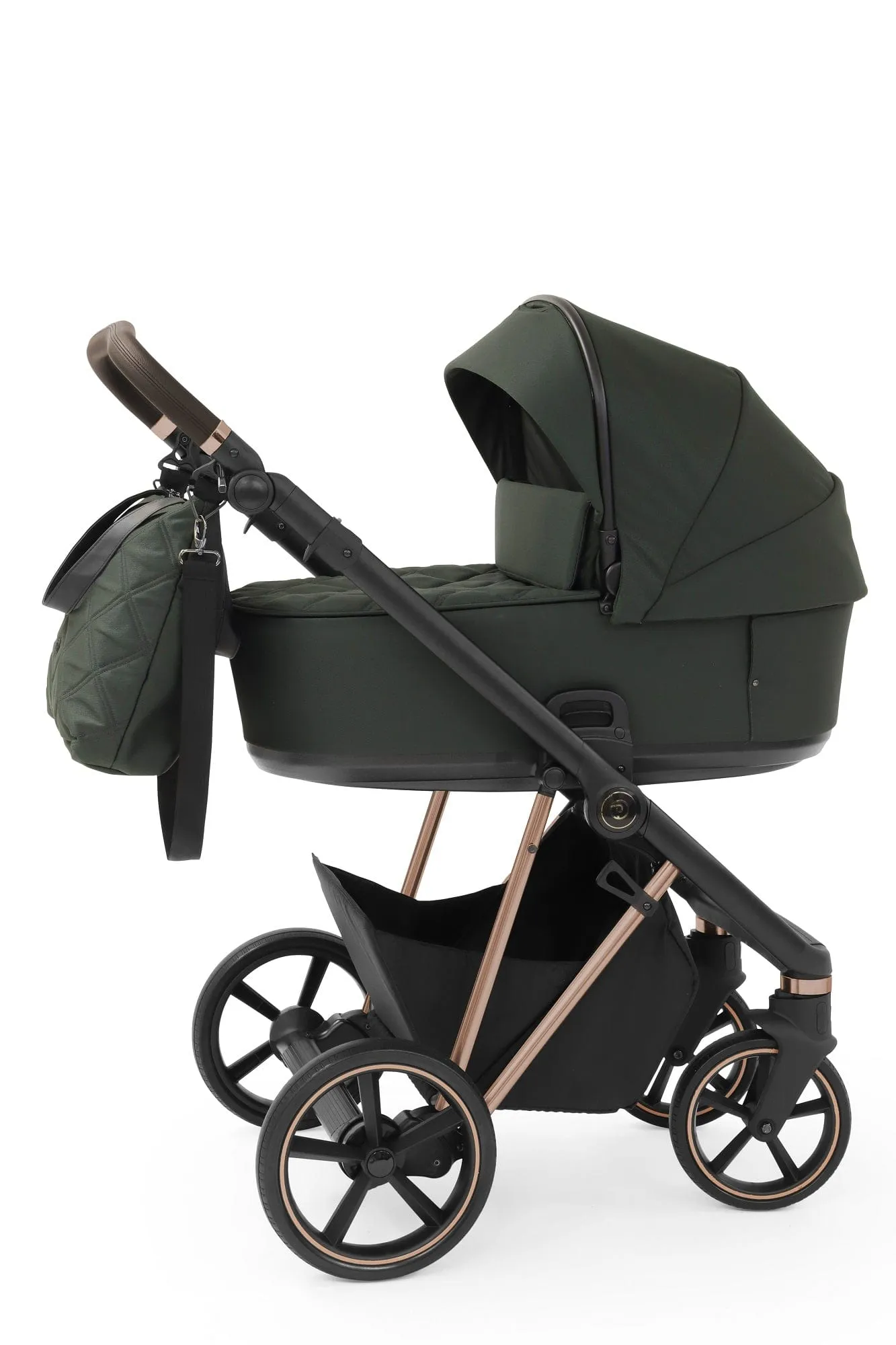 BabyStyle Prestige Vogue Pushchair - Spruce / Gold Frame / Brown Leather