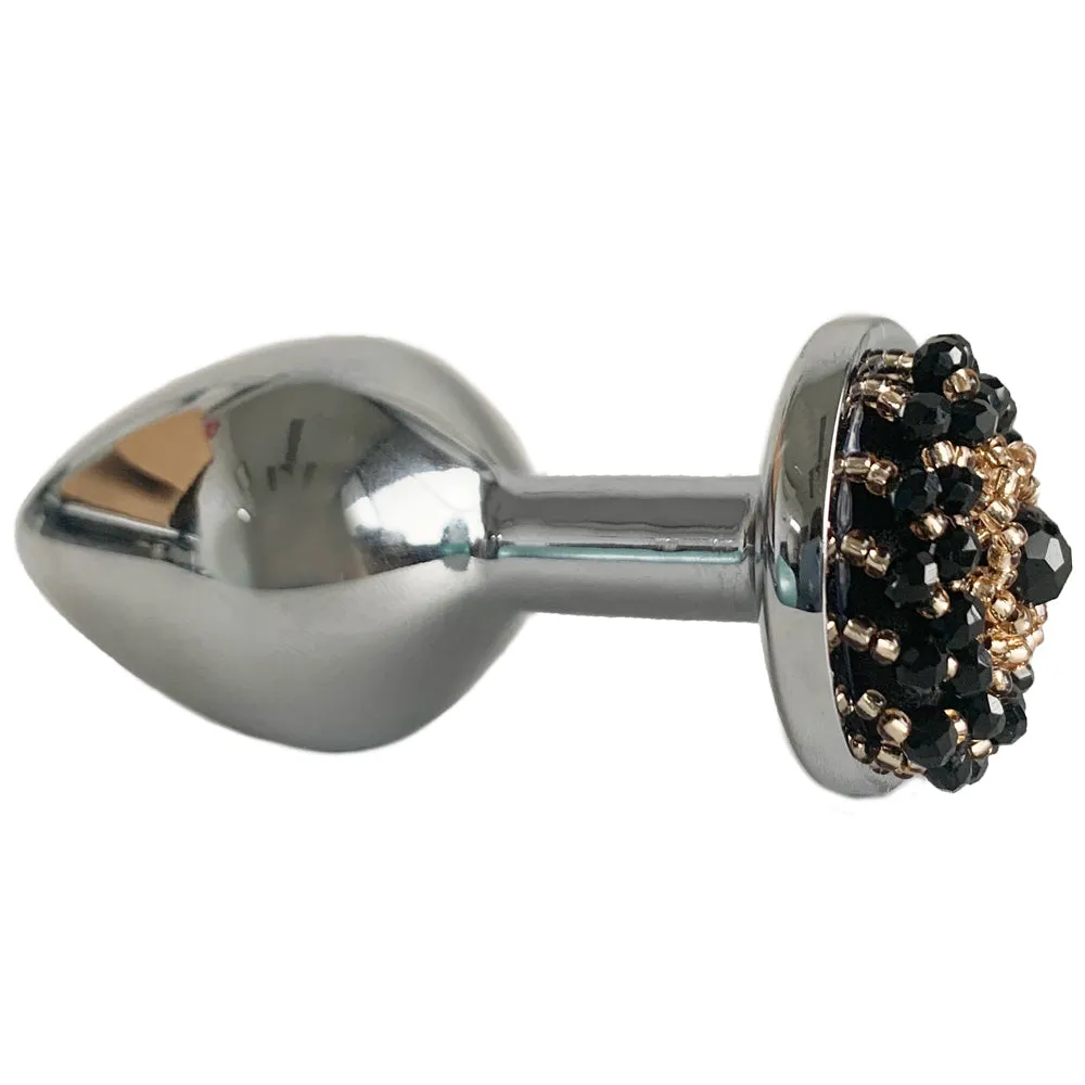 Black & Gold Embellished Metal Butt Plug