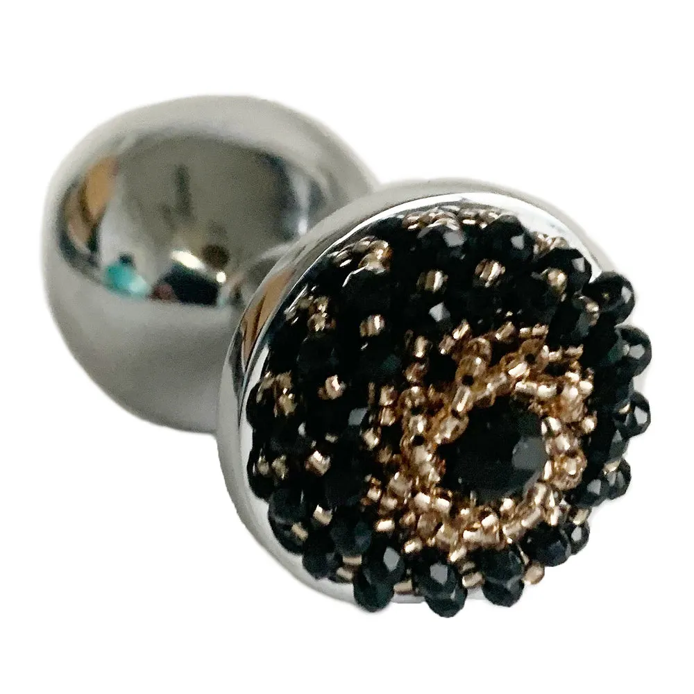 Black & Gold Embellished Metal Butt Plug