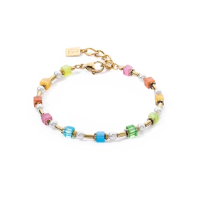 Bracelet Mini Cubes & Pearls Mix gold-rainbow