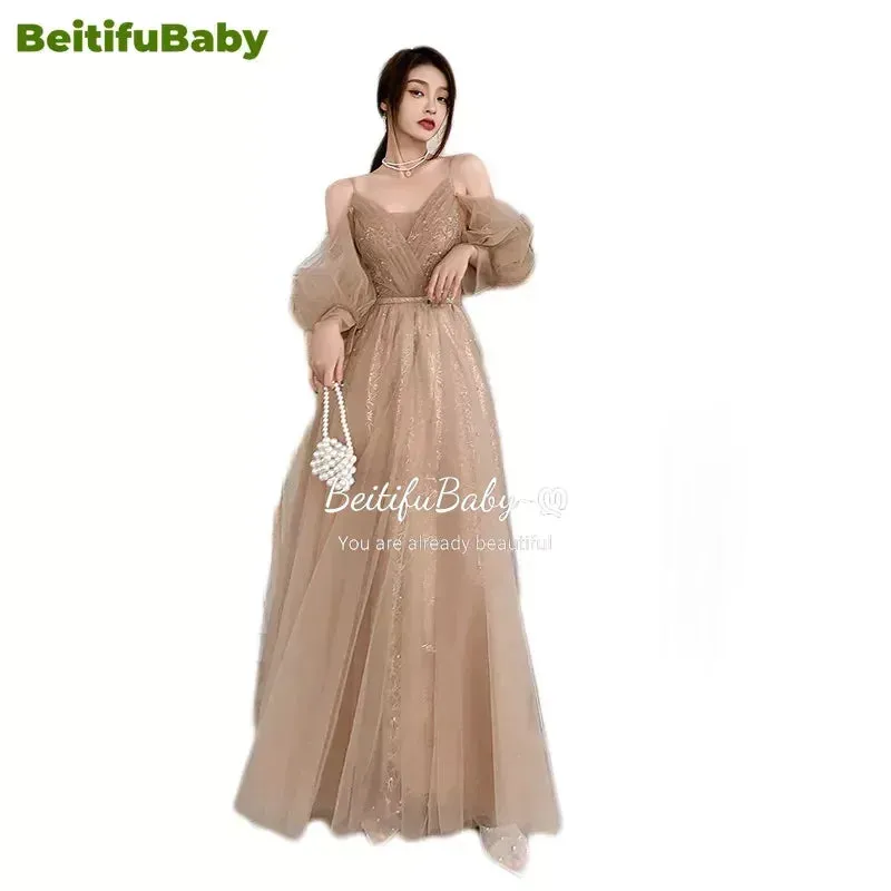 Bridesmaid Dress for Women Wedding Party 2024 Solid Appliques Long Skirt Elegant Ladies Banquet Women's Formal Dresses Vestidos