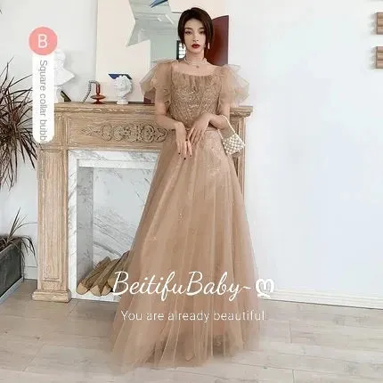 Bridesmaid Dress for Women Wedding Party 2024 Solid Appliques Long Skirt Elegant Ladies Banquet Women's Formal Dresses Vestidos