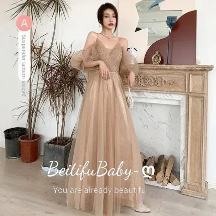 Bridesmaid Dress for Women Wedding Party 2024 Solid Appliques Long Skirt Elegant Ladies Banquet Women's Formal Dresses Vestidos