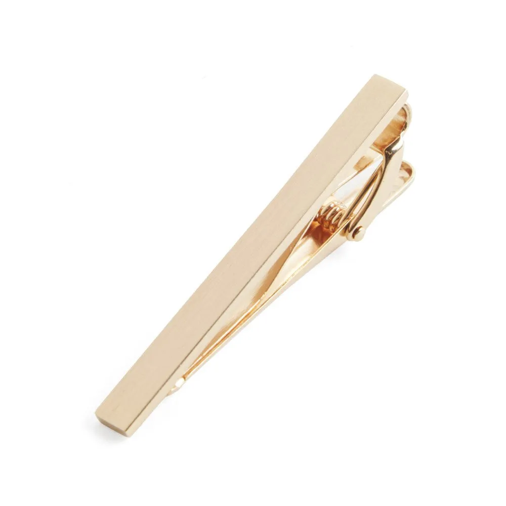 Brushed Straight Rose Gold Tie Bar