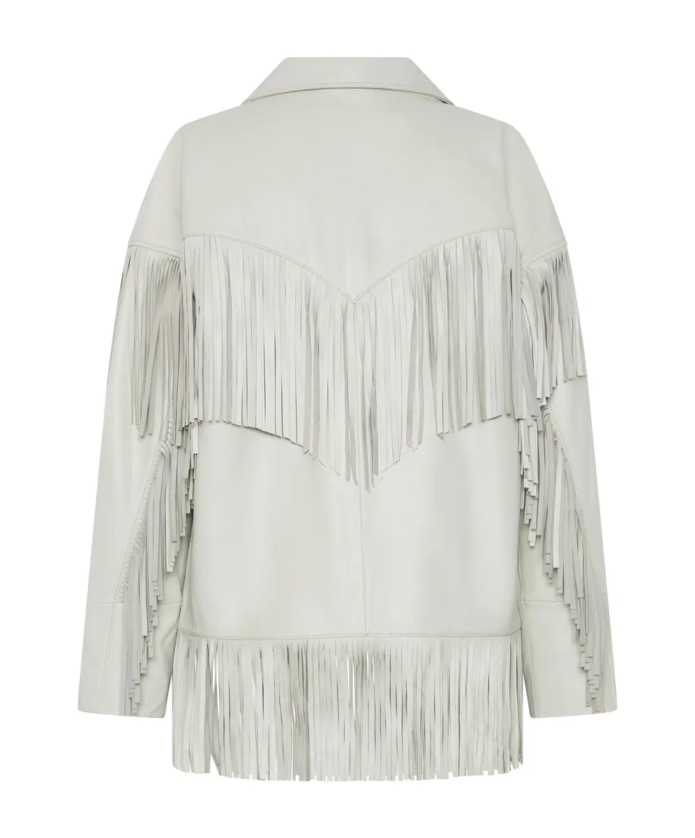 CHAOS WALKING FRINGED LEATHER JACKET