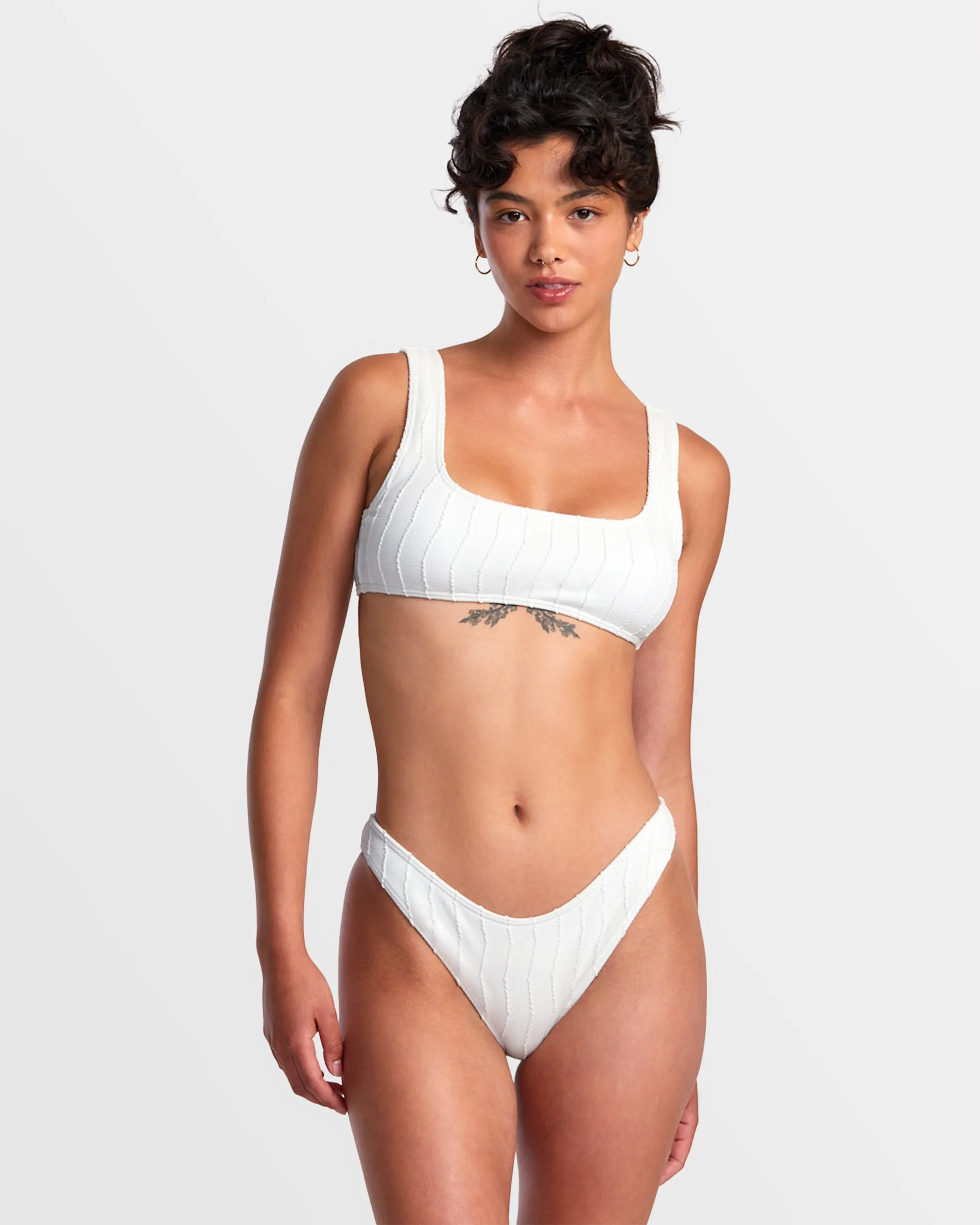 Chevy Grooves Laceback Bralette Bikini Top - Whisper White