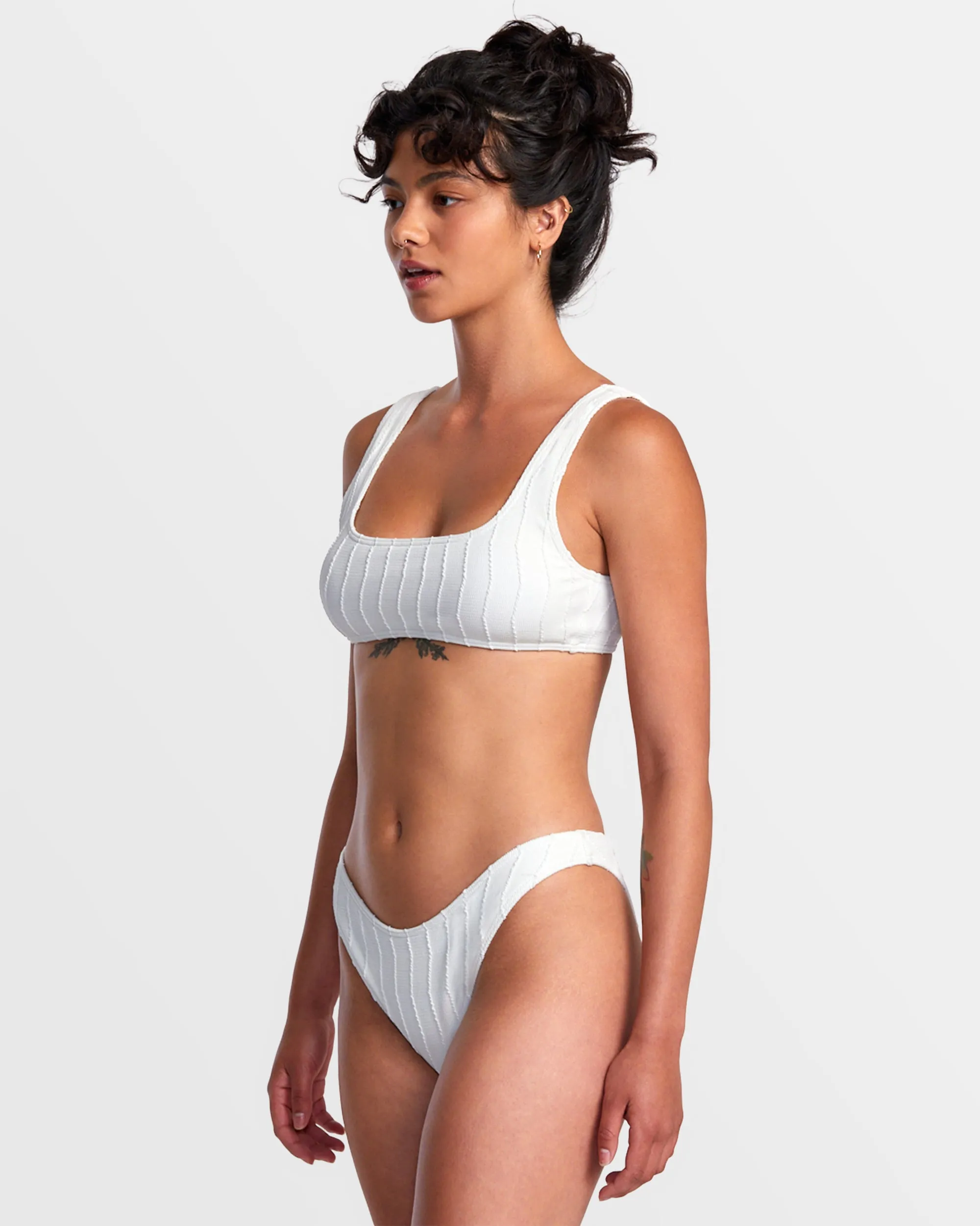 Chevy Grooves Laceback Bralette Bikini Top - Whisper White