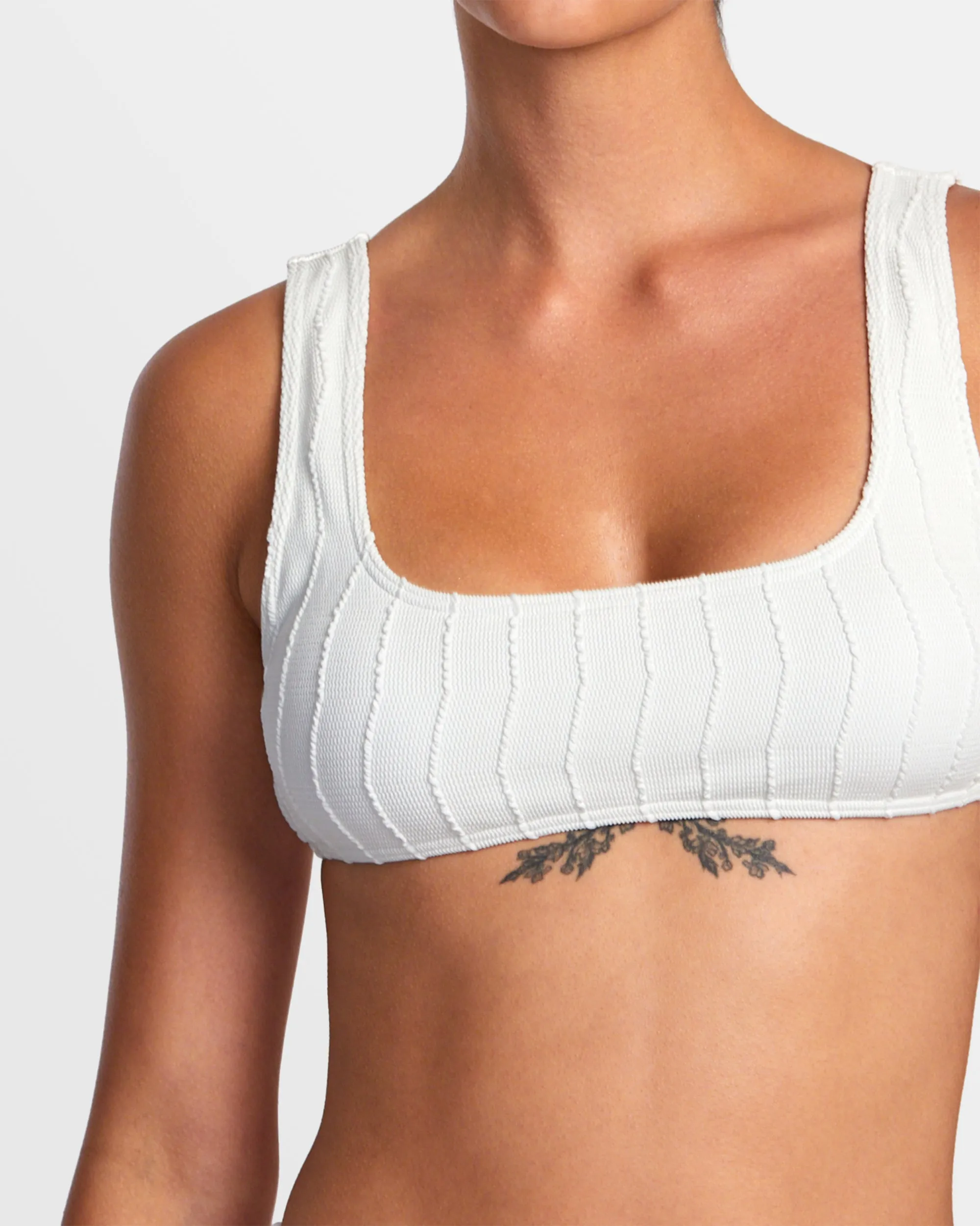 Chevy Grooves Laceback Bralette Bikini Top - Whisper White