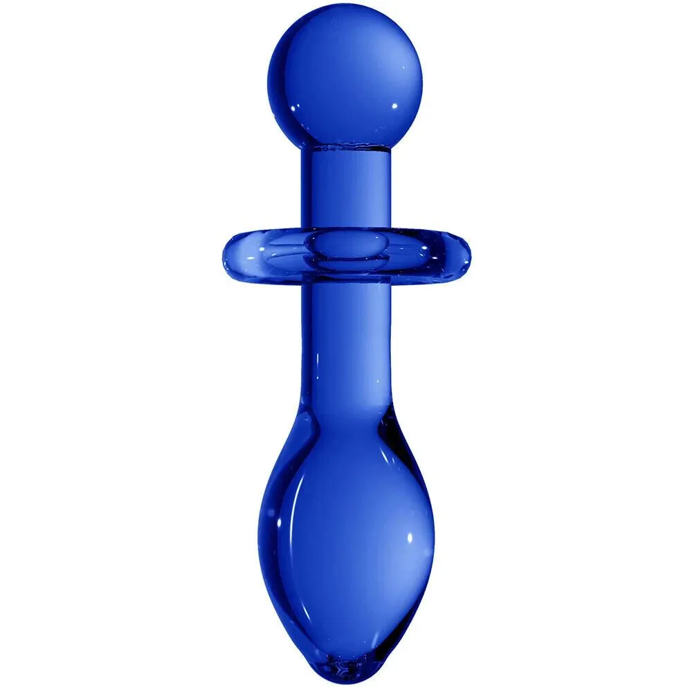 Chrystalino Rocker Glass Butt Plug in Blue 4.5'' SX3