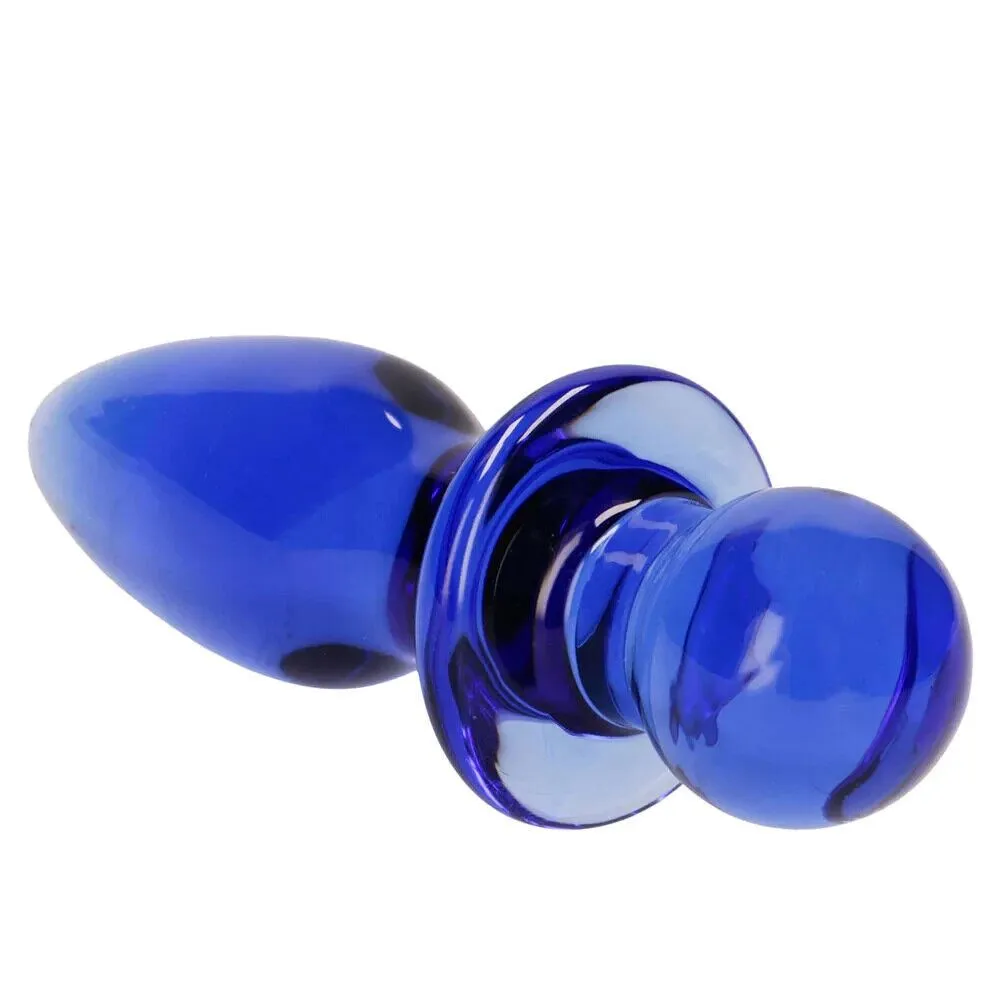 Chrystalino Rocker Glass Butt Plug in Blue 4.5'' SX3