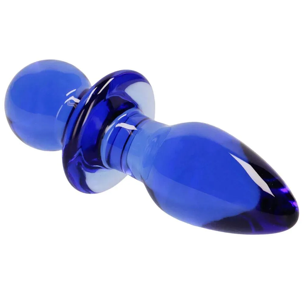 Chrystalino Rocker Glass Butt Plug in Blue 4.5'' SX3