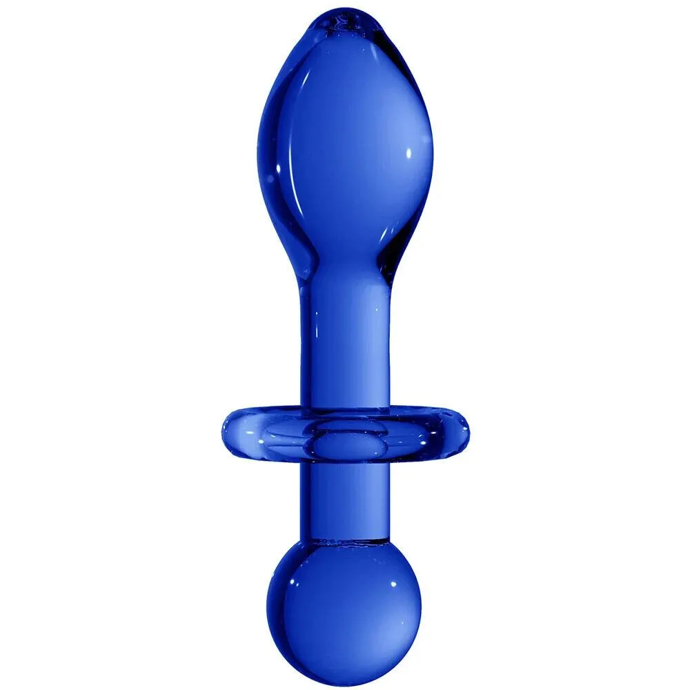 Chrystalino Rocker Glass Butt Plug in Blue 4.5'' SX3