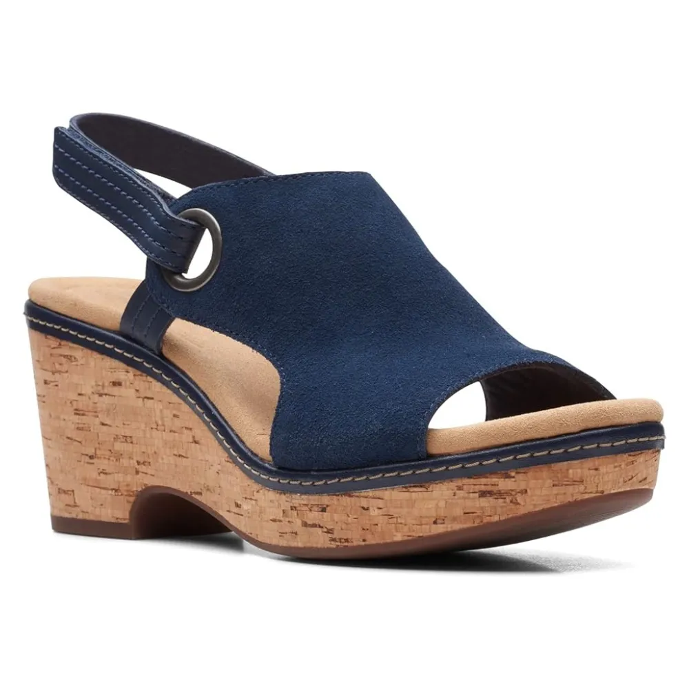 Clarks Giselle Sea Navy Suede Sandal (Women's)