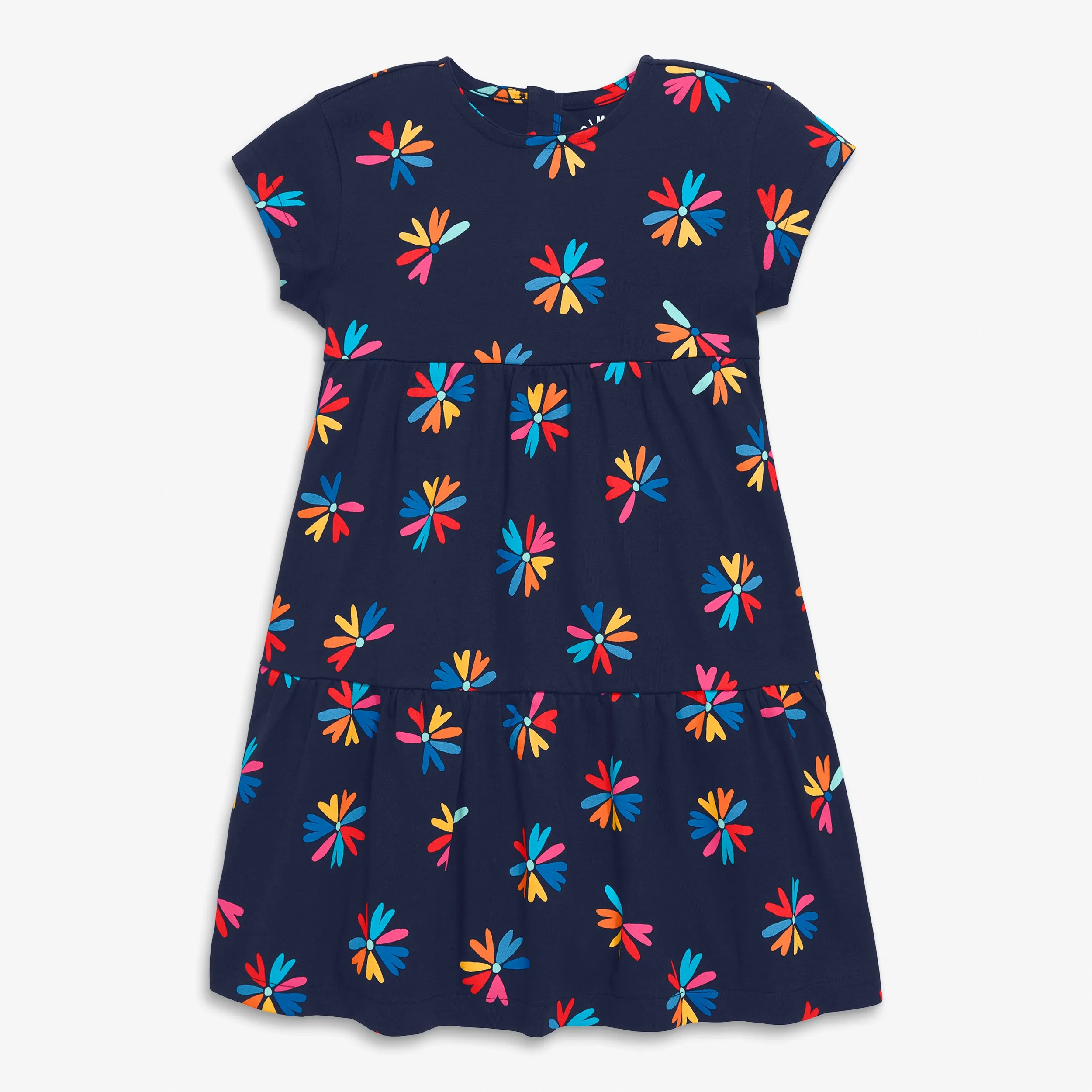 Clearance tiered t-shirt dress in bright blooms