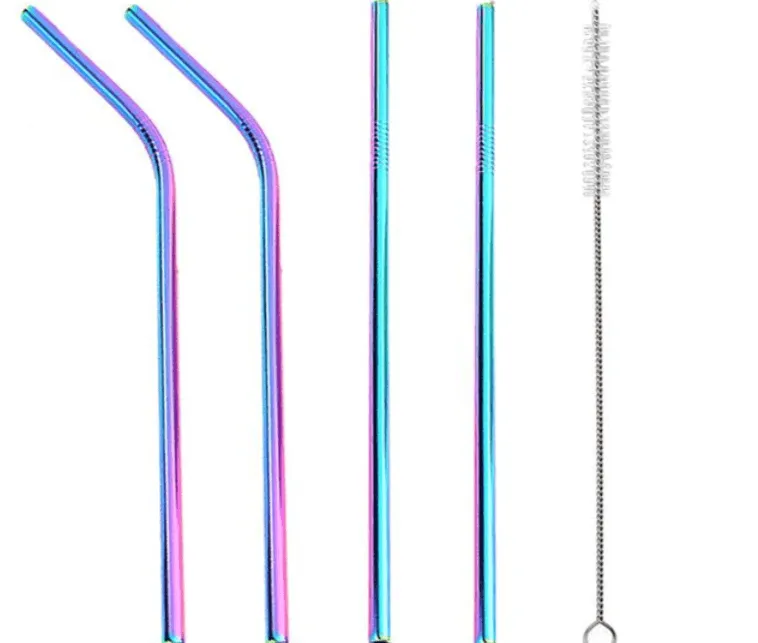 Colourful Reusable Stainless Steel Straws 4PCS/Pack