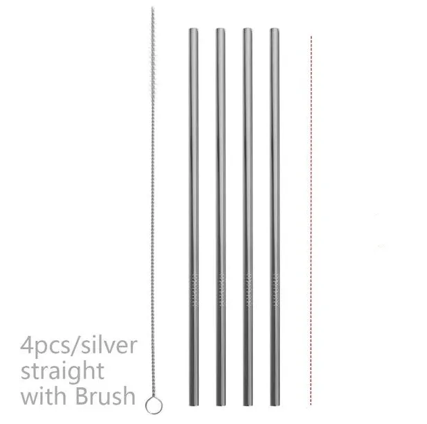 Colourful Reusable Stainless Steel Straws 4PCS/Pack