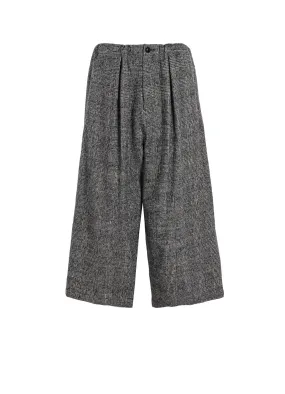 COTTON WOOL GLEN CHECK FRONT TUCK WIDE PANTS