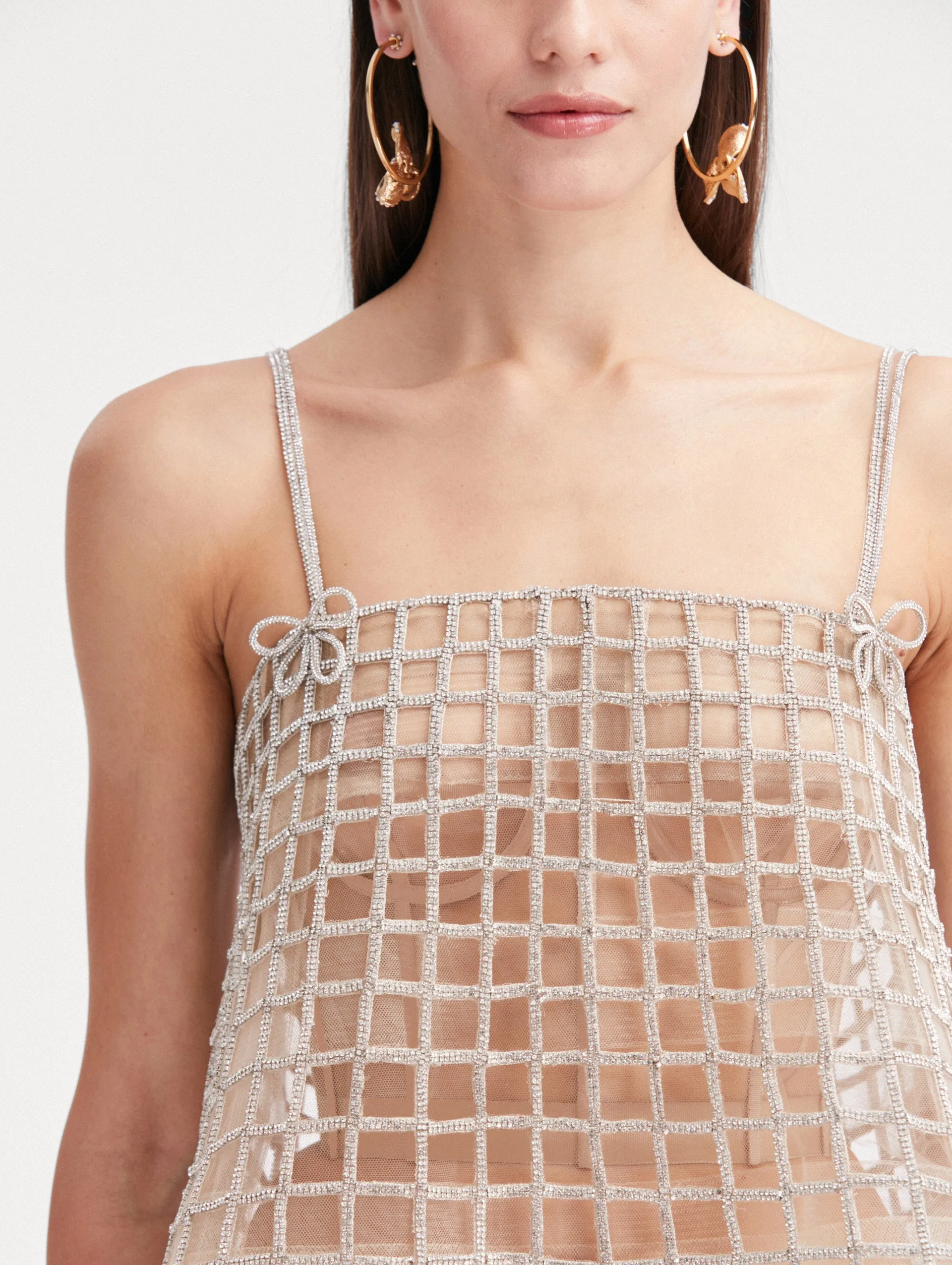 Crystal Grid Trapeze Dress