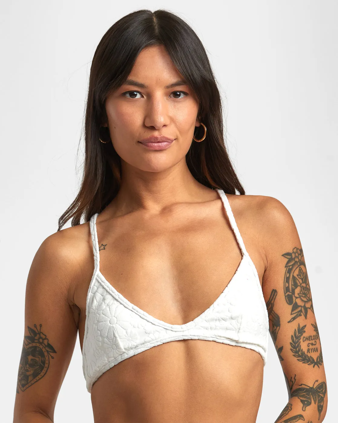 Dolly Crossback Triangle Bikini Top - Whisper White