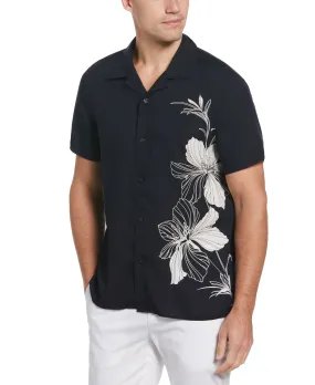 EcoVero Large Tropical Floral Print Camp Collar Shirt